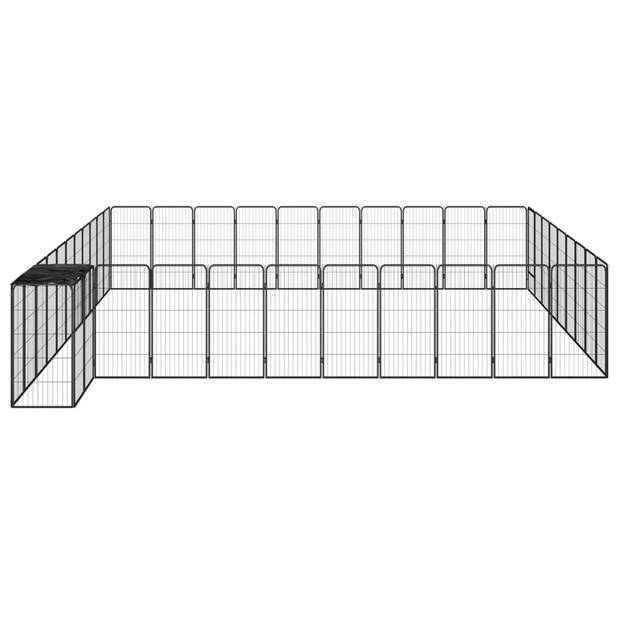 vidaXL Hondenkennel 42 panelen 50x100 cm gepoedercoat staal zwart