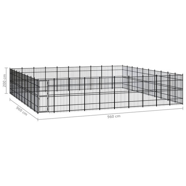 The Living Store Hondenkennel - Stalen Stangen - 960 x 960 x 200 cm - Zwart