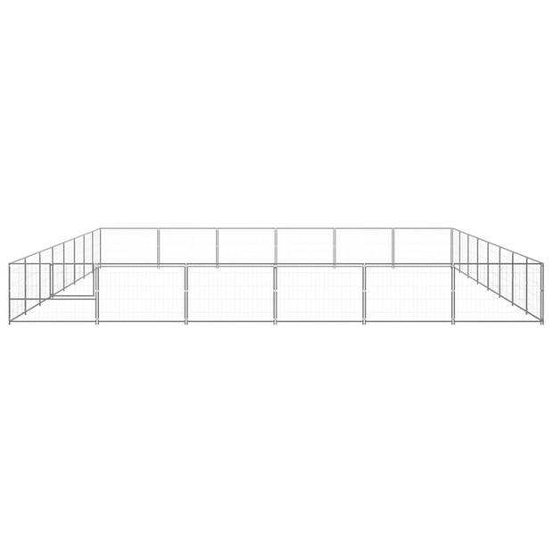 The Living Store Hondenren - Grote Staal Draadkooi - 800 x 600 x 70 cm - Afsluitbare Deur - Zilver