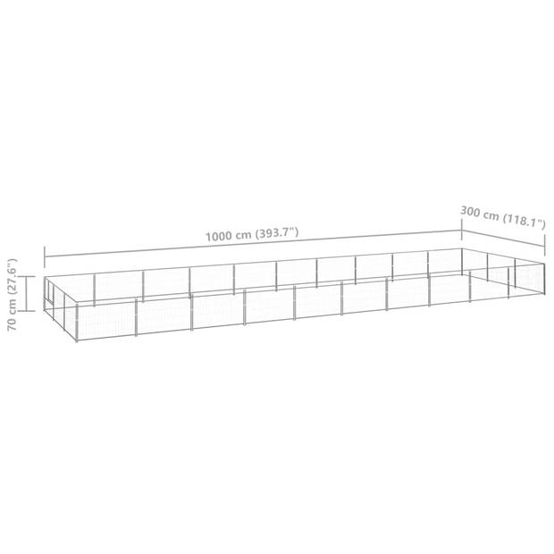 The Living Store Hondenkennel - Grote Buitenren 1000x300x70cm - Stevige Stalen Constructie