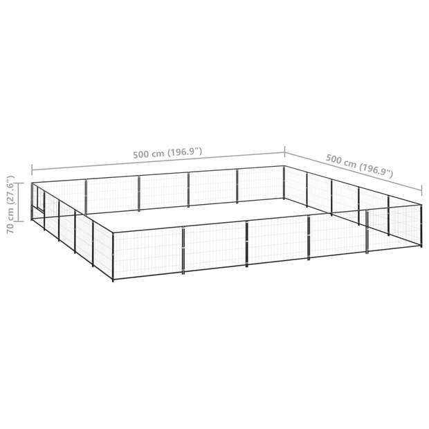 The Living Store Hundekennel - Grote buitenren - 500x500x70 cm - Zwart - Staal
