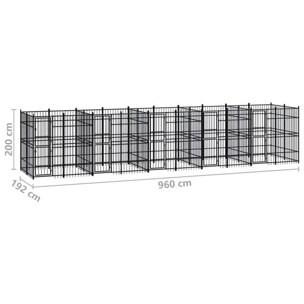 vidaXL Hondenkennel 18,43 m² staal