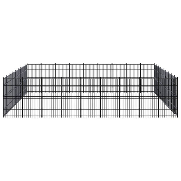 The Living Store Hondenkennel - Veelzijdig en Duurzaam - 960 x 864 x 200 cm - Zwart - Gepoedercoat staal