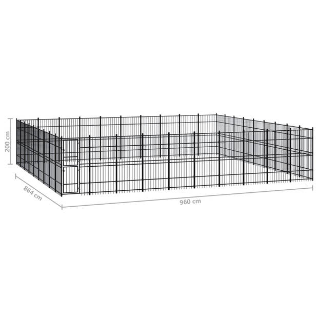 The Living Store Hondenkennel - Veelzijdig en Duurzaam - 960 x 864 x 200 cm - Zwart - Gepoedercoat staal