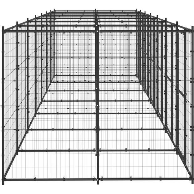 The Living Store Hondenkennel - Gepoedercoat staal - 770 x 220 x 180 cm - Draadgaas