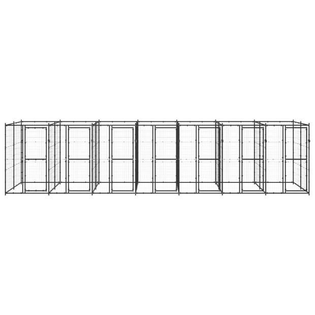 The Living Store Hondenkennel - Gepoedercoat staal - 770 x 220 x 180 cm - Draadgaas