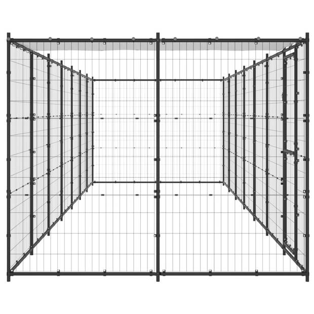 vidaXL Hondenkennel met dak 16,94 m² staal