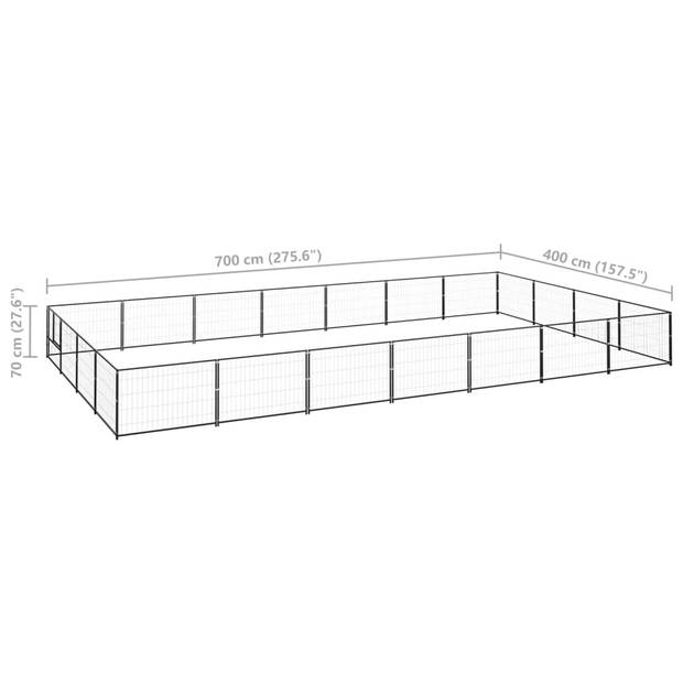 vidaXL Hondenkennel 28 m² staal zwart