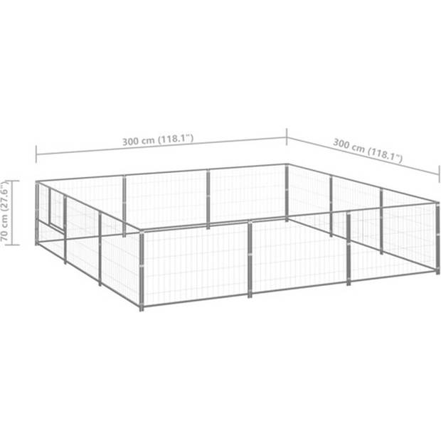 The Living Store Hondenkennel Grote Buitenren - 300 x 300 x 70 cm - Stevige Staalconstructie