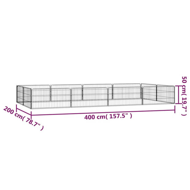 The Living Store Hondenkennel - Gepoedercoat Staal - 400 x 200 x 50 cm - Stevige en Veilige Bewegingsruimte