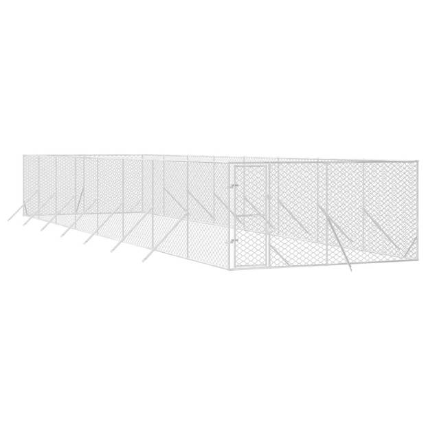 The Living Store Hondenkennel - Buiten - Gegalvaniseerd staal - 4 x 16 x 2 m - Afsluitbare deur