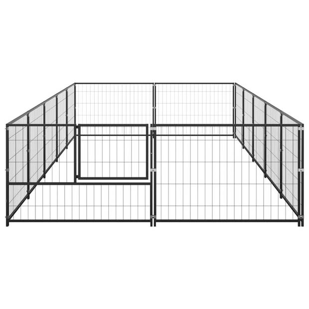 The Living Store Hondenkennel - XL - Grote hondenkooi - Stevige stalen buitenren - Zwart - 500x200x70 cm