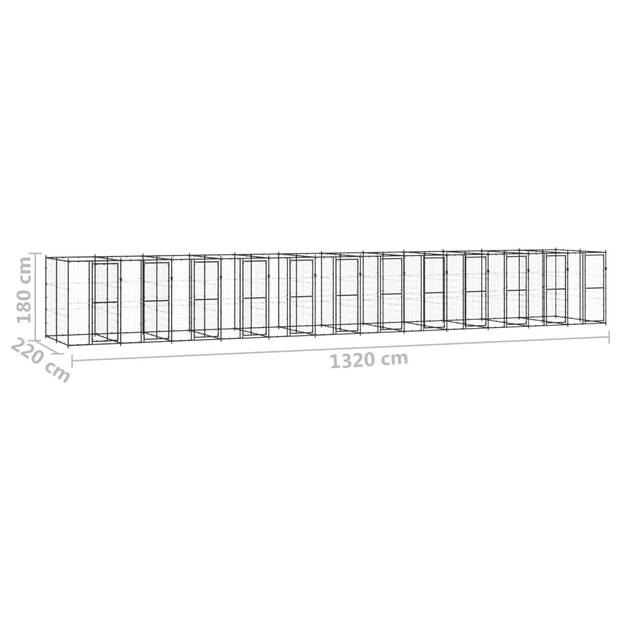 vidaXL Hondenkennel 29,04 m² staal