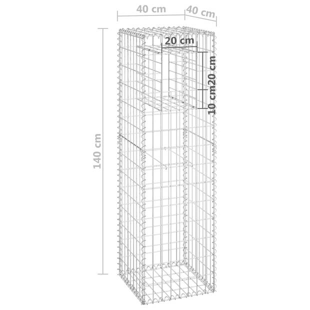 The Living Store Schanskorfpaal 40x40x140 cm - Ijzer - Spot Gelast - Hoog Draagvermogen - Montage Vereist