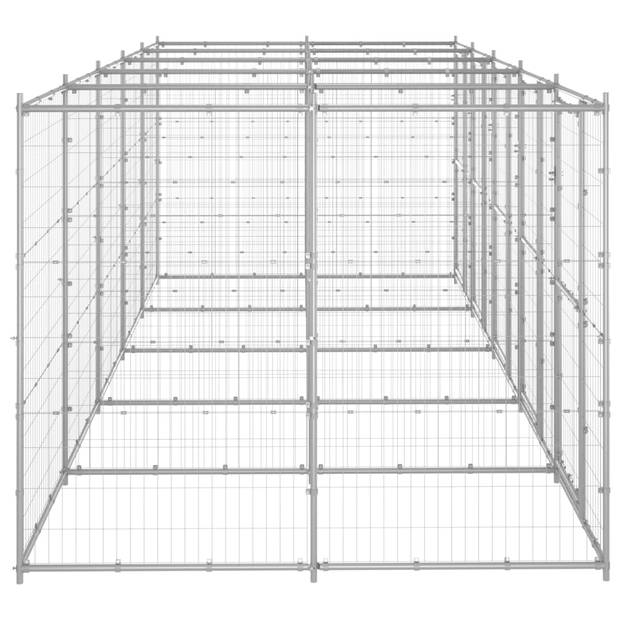 The Living Store Hondenkennel - Gegalvaniseerd Staal - 550 x 220 x 180 cm - Afsluitbare deur