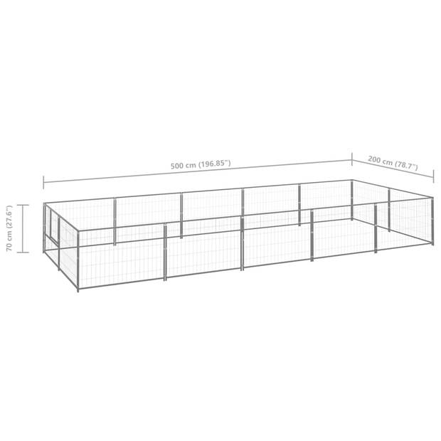 The Living Store Hondenkennel - Grote Staaldraad Buitenren - 500 x 200 x 70cm - Robuust en Veilig