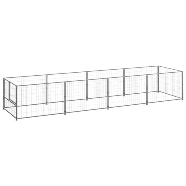 The Living Store Hondenkennel - Grote buitenren - Staal - 400x100x70 cm - Zilver