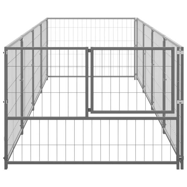The Living Store Hondenkennel - Grote buitenren - Staal - 400x100x70 cm - Zilver