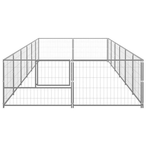 The Living Store Hondenren - Grote stalen buitenkennel - 600 x 200 x 70 cm - Zilverkleurig