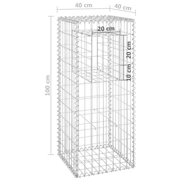 The Living Store Schanskorfpaal - 40 x 40 x 100 cm - Roestvrij IJzer - Spot gelast