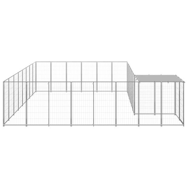 vidaXL Hondenkennel 15,73 m² staal zilverkleurig