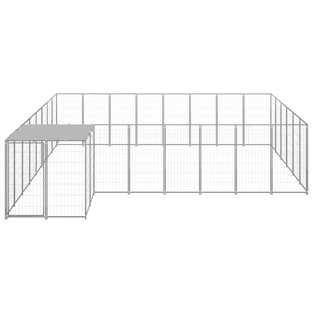 vidaXL Hondenkennel 15,73 m² staal zilverkleurig