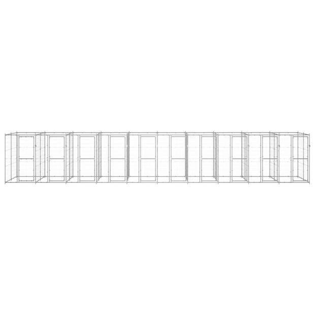 The Living Store Hondenkennel - Gegalvaniseerd Staal - 1100x220x180 cm - Met Deuren