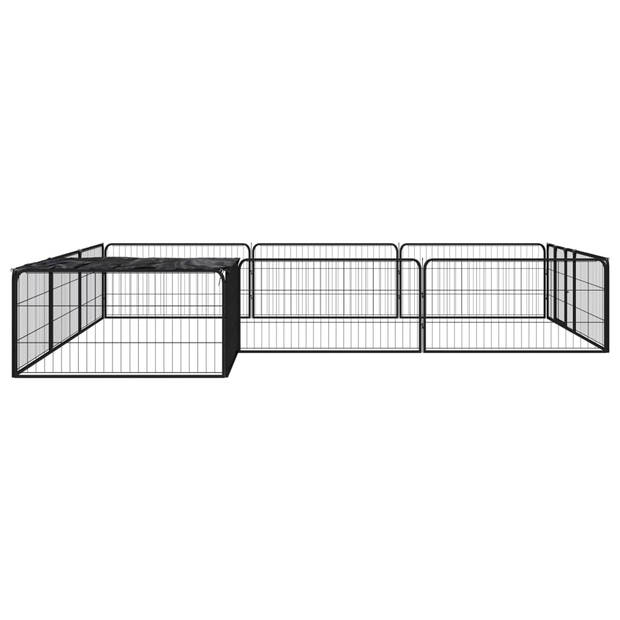 vidaXL Hondenkennel 12 panelen 100x50 cm gepoedercoat staal zwart