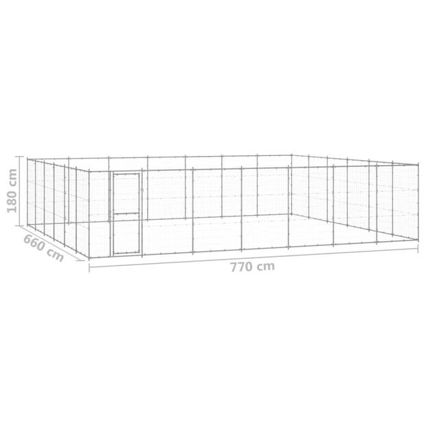 The Living Store Hondenkennel - Gegalvaniseerd Staal - 770x660x180 cm - Afsluitbaar