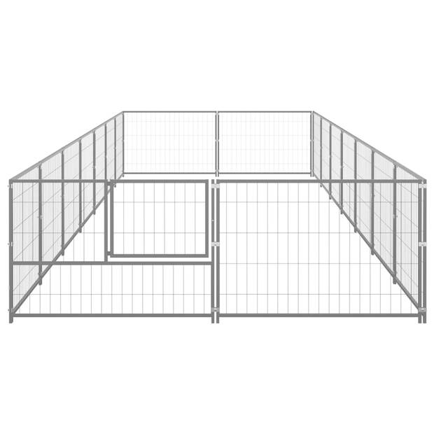 The Living Store Hondenkennel - Buitenren - 700 x 200 x 70 cm - Staal - Zilver