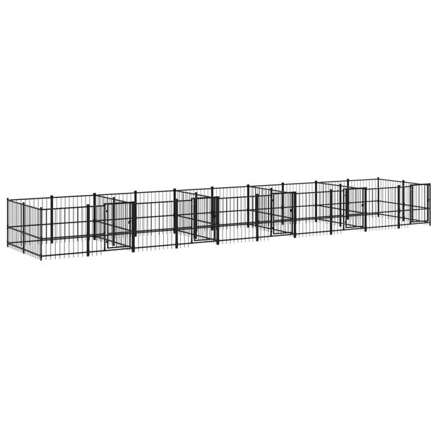 The Living Store Hondenhok Hondenkennel - 970 x 193.5 x 100 cm - Stalen stangen - Stevige constructie - Zwart