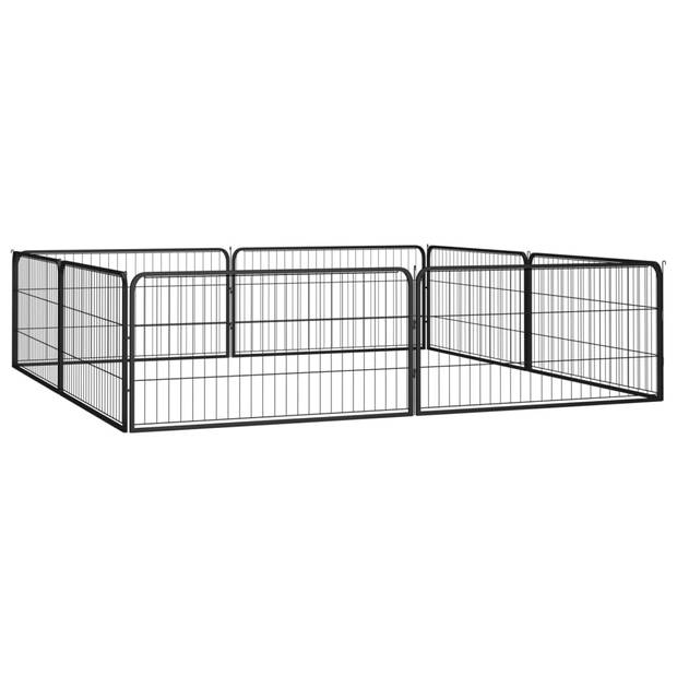 vidaXL Hondenkennel 8 panelen 100x50 cm gepoedercoat staal zwart