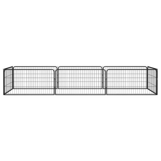 vidaXL Hondenkennel 8 panelen 100x50 cm gepoedercoat staal zwart