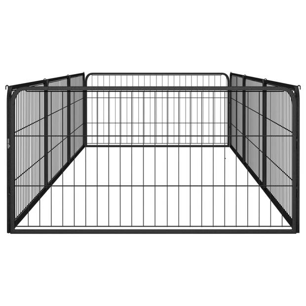 vidaXL Hondenkennel 8 panelen 100x50 cm gepoedercoat staal zwart