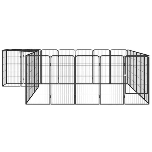 vidaXL Hondenkennel 26 panelen 50x100 cm gepoedercoat staal zwart