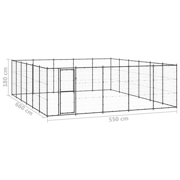 vidaXL Hondenkennel 36,3 m² staal