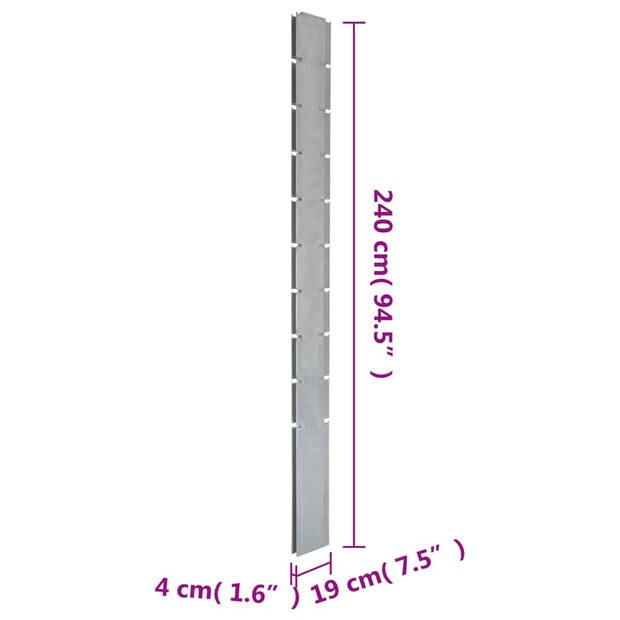 The Living Store Schuttingpaal - Staal - 240 cm - Gegalvaniseerd