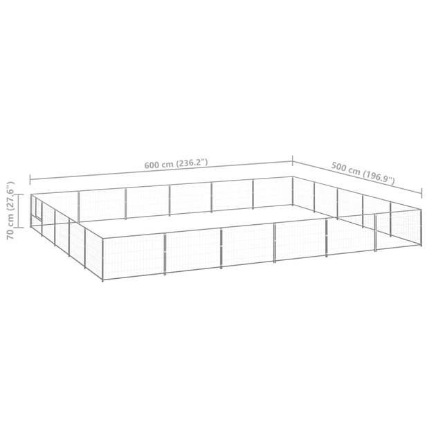 vidaXL Hondenkennel 30 m² staal zilverkleurig