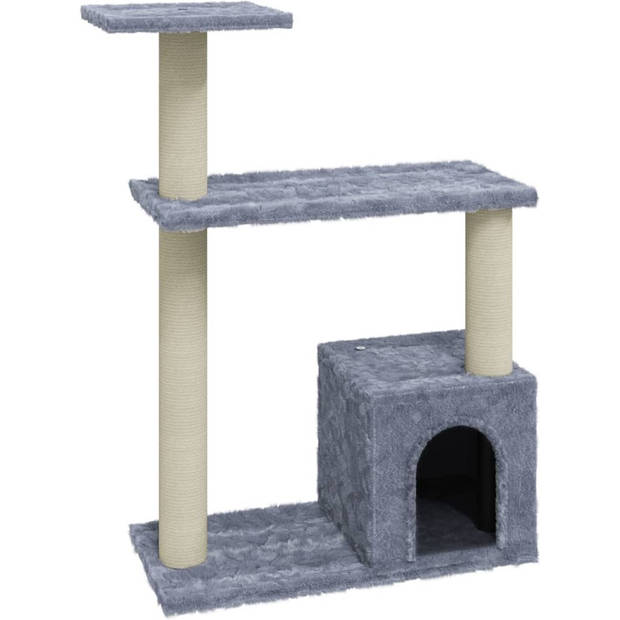 The Living Store Krabpaal - Kattenmeubel - 54 x 22 x 70 cm - Lichtgrijs - Hout - Pluche - Sisal