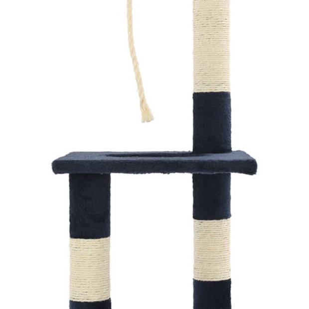 The Living Store Kattenkrabpaal - Donkerblauw - 109 cm - Sisal touw