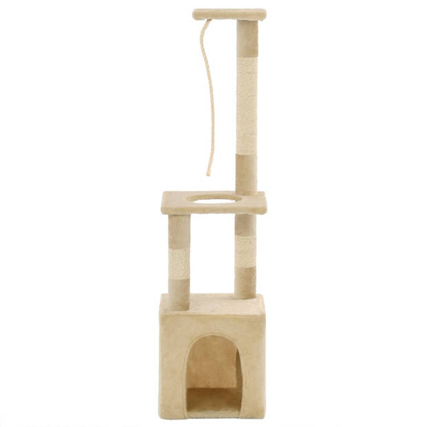 The Living Store Kattenboom - Krabpaal 109cm - Beige - Polyester - pluche - sisal