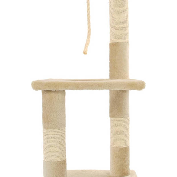 The Living Store Kattenboom - Krabpaal 109cm - Beige - Polyester - pluche - sisal