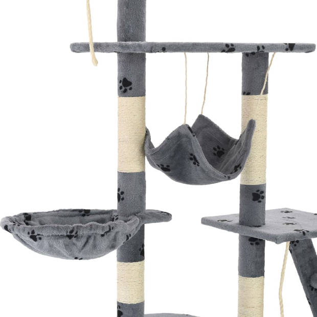 The Living Store Kattenboom - Grijs - 147 x 35 x (230-250) cm - Met krabpalen en ontspanningsruimtes