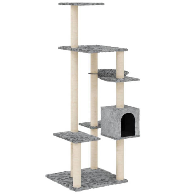 The Living Store Kattenboom - Luxe - Kattenmeubel - 78.5 x 65 x 142 cm - Lichtgrijs