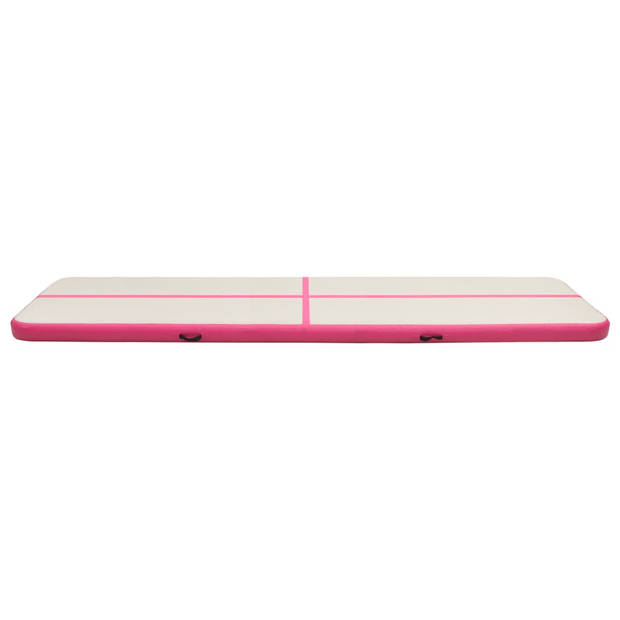 The Living Store Opblaasbare sportmat - 800 x 100 x 20 cm - hoge-dichtheid PVC - roze/grijs