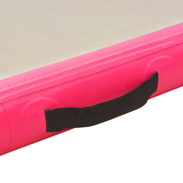 The Living Store Opblaasbare sportmat - Grote en professionele mat - Grijs en roze - 700 x 100 x 10 cm - Hoge-dichtheid