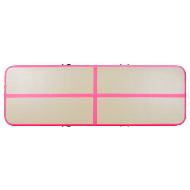 The Living Store Opblaasbare sportmat - Grote en professionele mat - Grijs en roze - 700 x 100 x 10 cm - Hoge-dichtheid