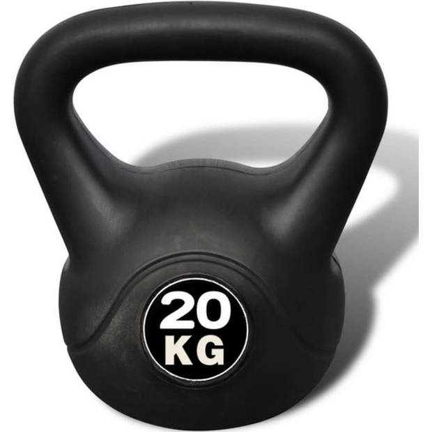 The Living Store Kettlebell Kunststof - 20 kg - Beton met kunststof coating