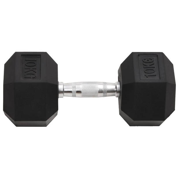 The Living Store Dumbbells Rubber Coated - 10 kg - Multifunctioneel - Zwart