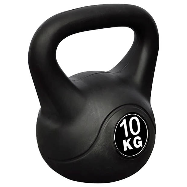 The Living Store Kettlebell Kunststof 10kg Massieve Professionele Constructie Betoncoating 21x21x30cm